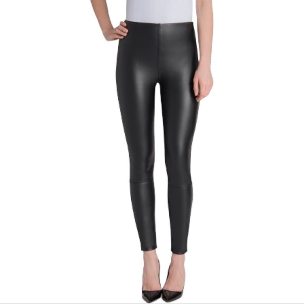 Lysse Womens Size Medium Jones Embossed Texture Faux Leather Leggings Black